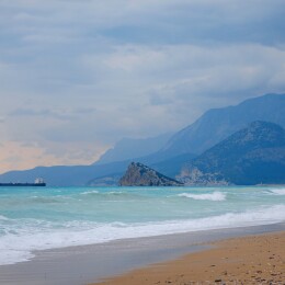 antalya, turkey, winter walk by the mediterranean sea